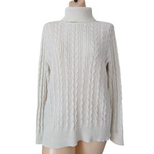 Chunky Cableknit Sweater Women Large Cream Preppy Old Money Fisherman‎ Oversized